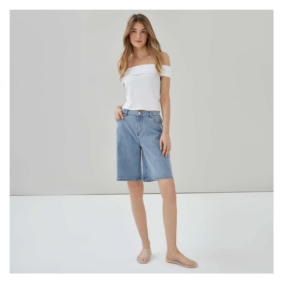 Light Wash Bermuda Denim Short in Light Wash from Joe Fresh